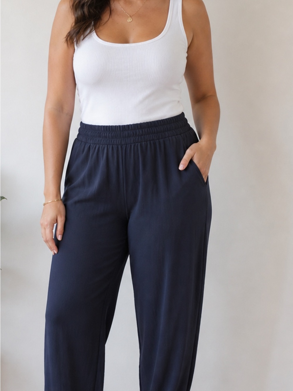 Lola & Sophie Navy Wide-Leg Pull-On Pants